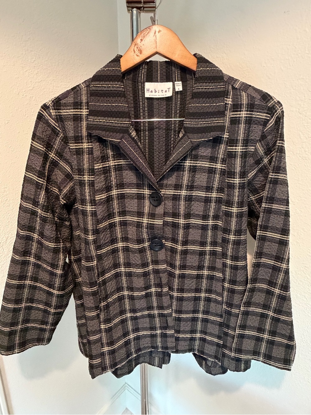 Habitat Black and Gray Plaid Button-Front Blazer